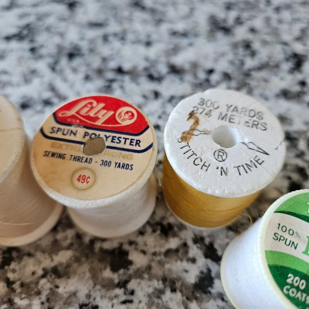 Lily Excell Vintage Assorted Sewing Thread Lot of 6 Multi Spun Polyester Spools